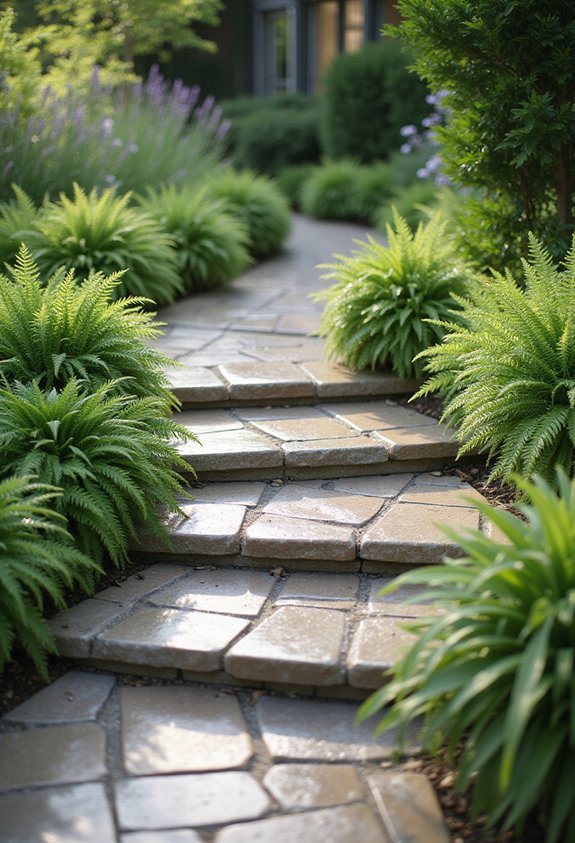 inviting curving garden pathway with steps
