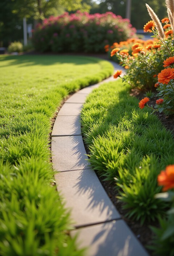 lawn border creates defined landscaping