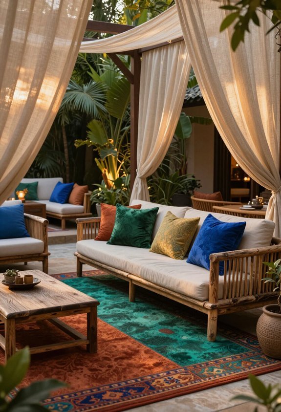 layered vibrant outdoor textiles