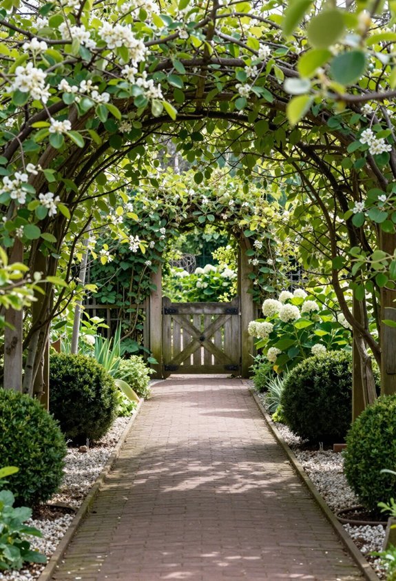 living archway with climbing plants
