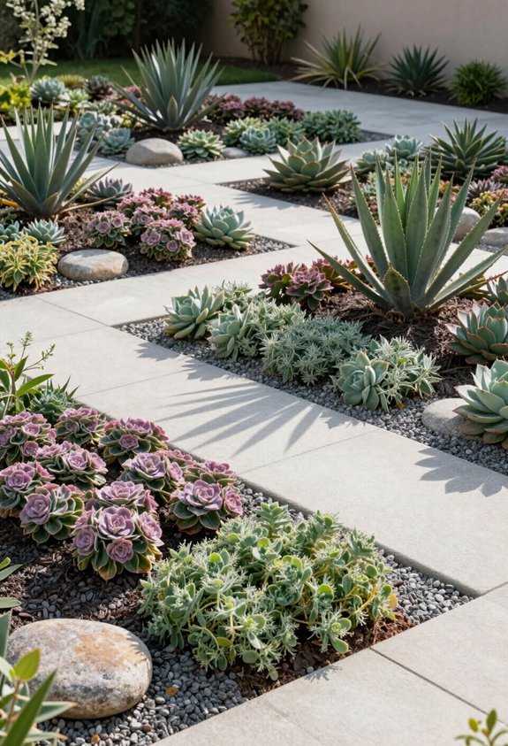 low maintenance rock succulent gardens