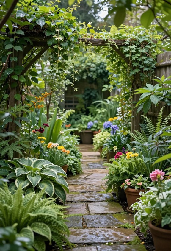 lush side yard gardens