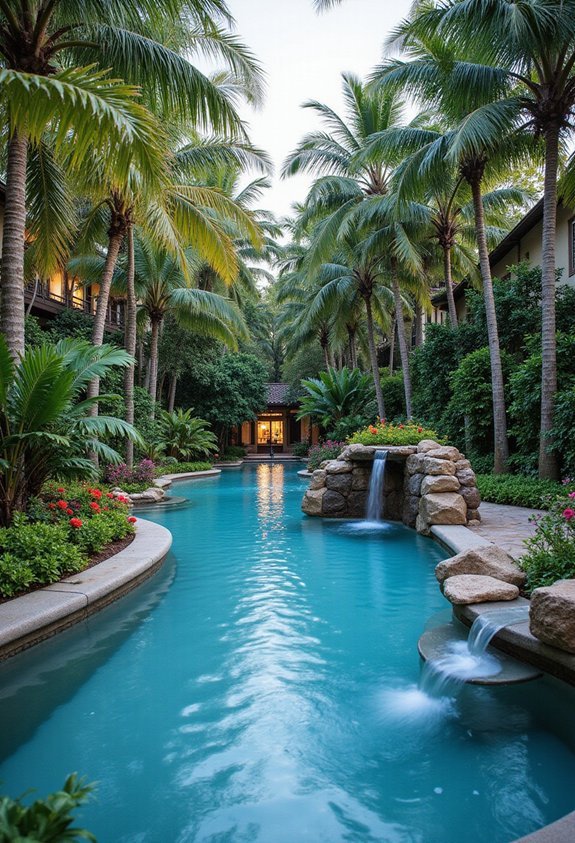 lush tropical paradise poolscape retreat