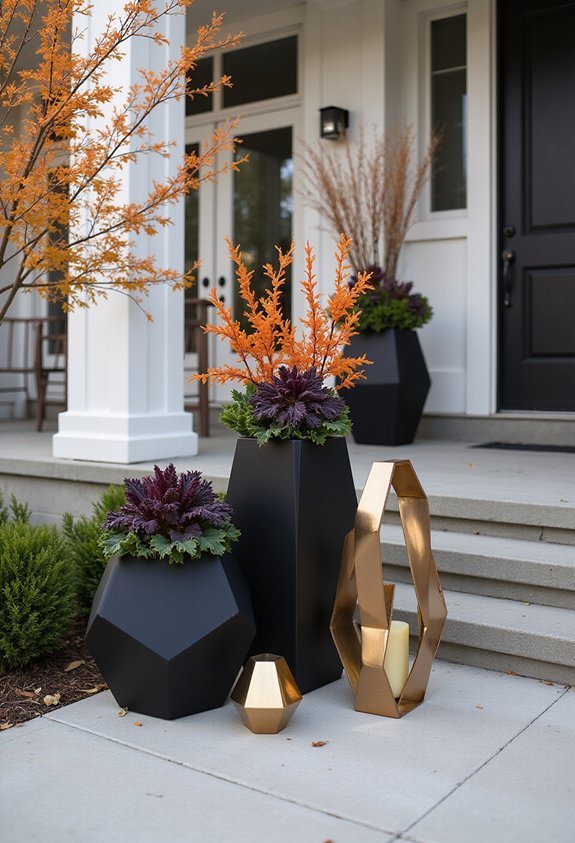 metallic architectural sophisticated dramatic halloween planters