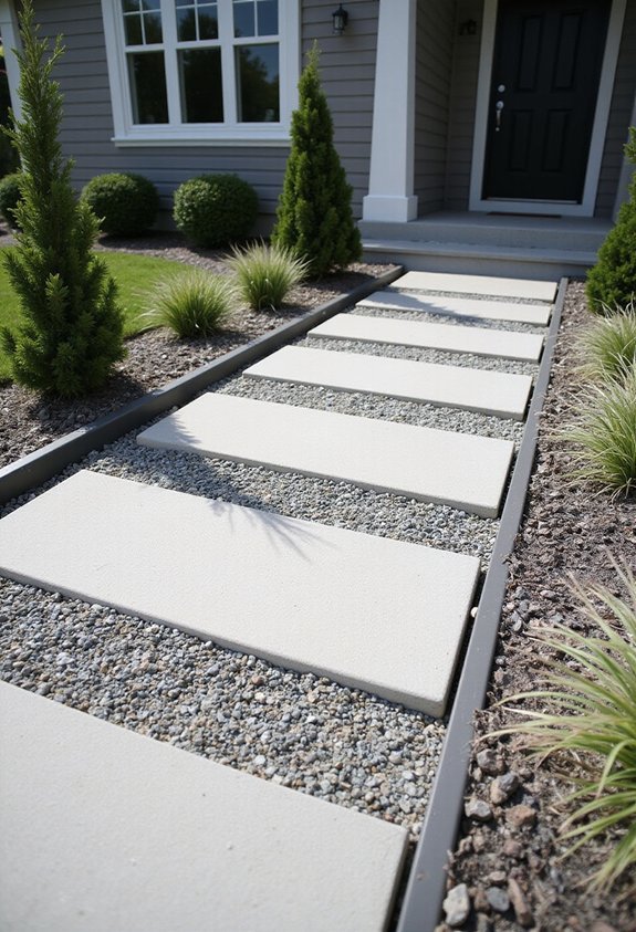 minimalist gravel modern hardscaping
