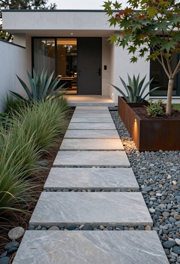 minimalist stone garden entry