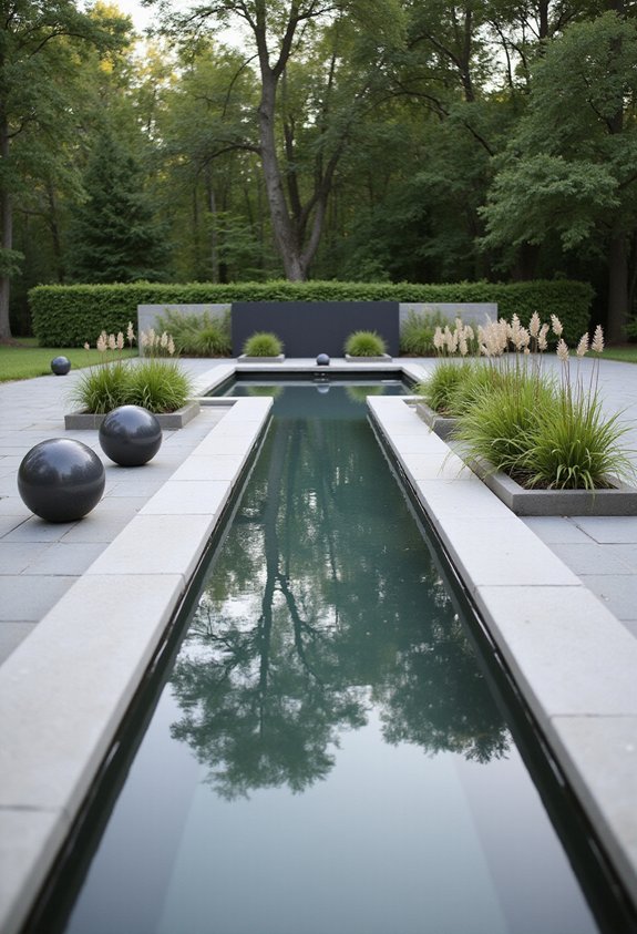 modern minimalist front yard ponds