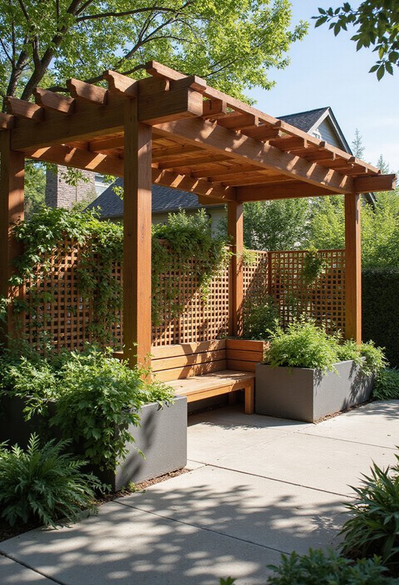 multifunctional front yard pergola design