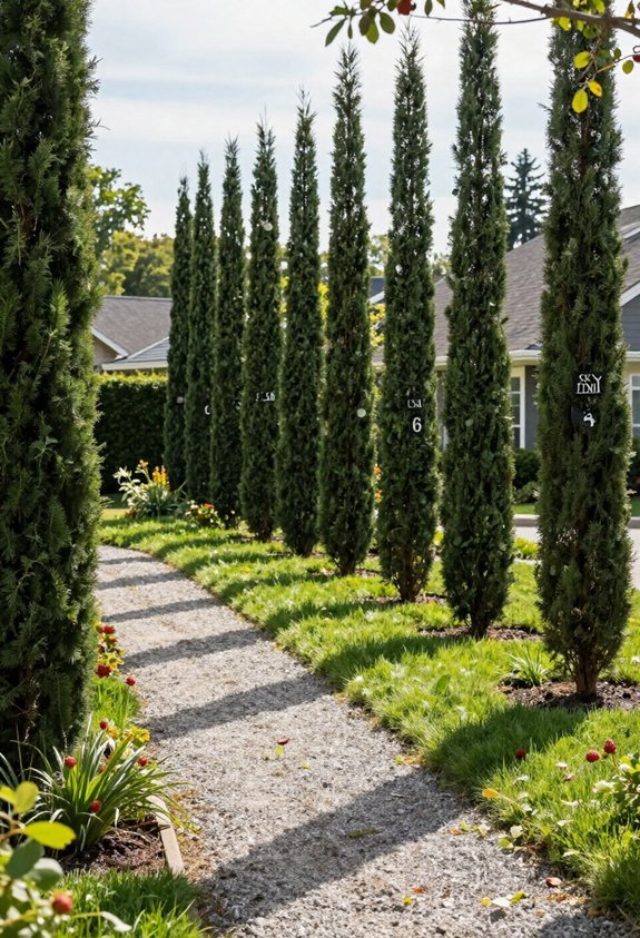 narrow vertical tree planting