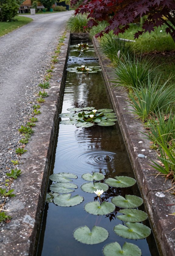 narrow water rill construction