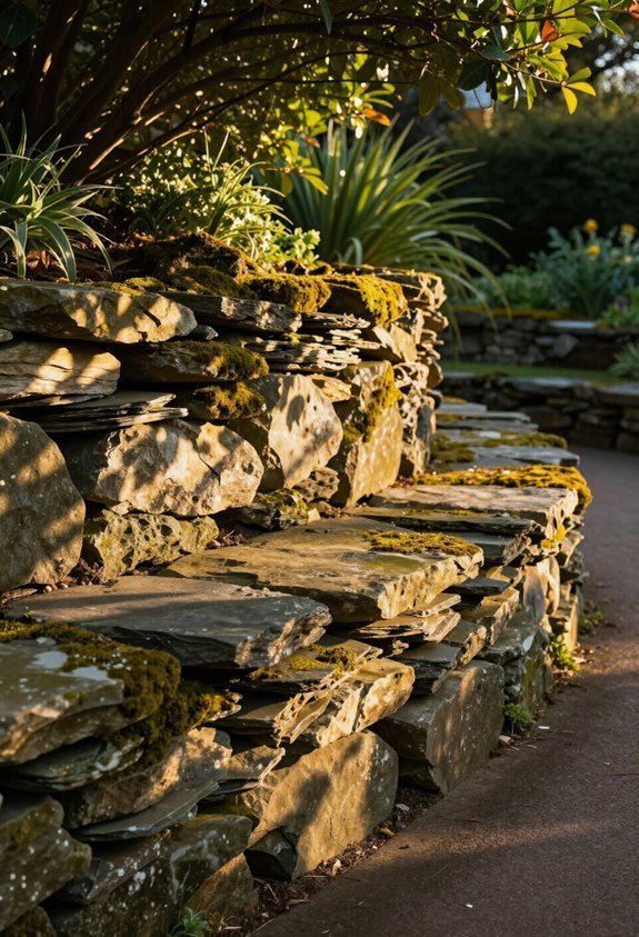natural rock seating wall