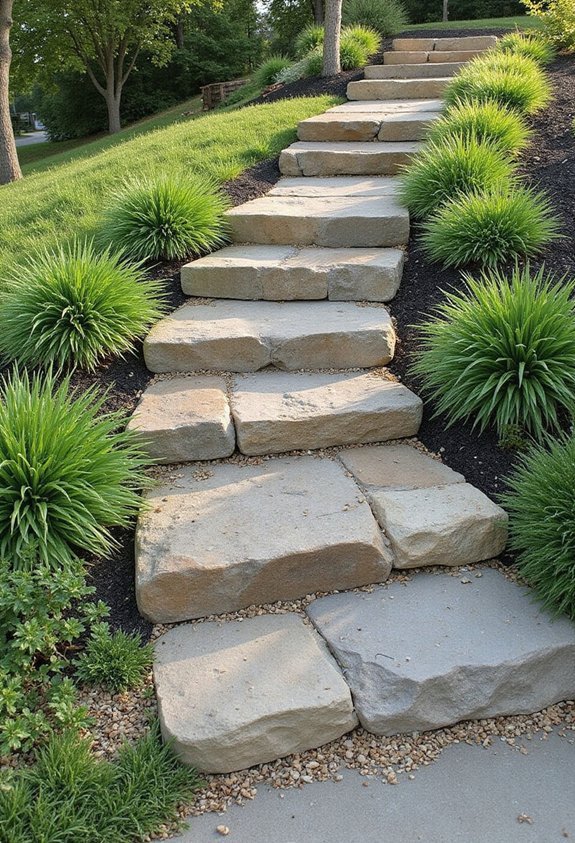natural stone steps for sloped walkways