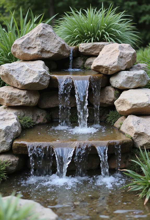 organic cascading natural rock fountains