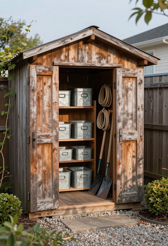 organized garden tool storage