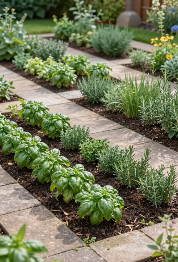 organized herb garden arrangements