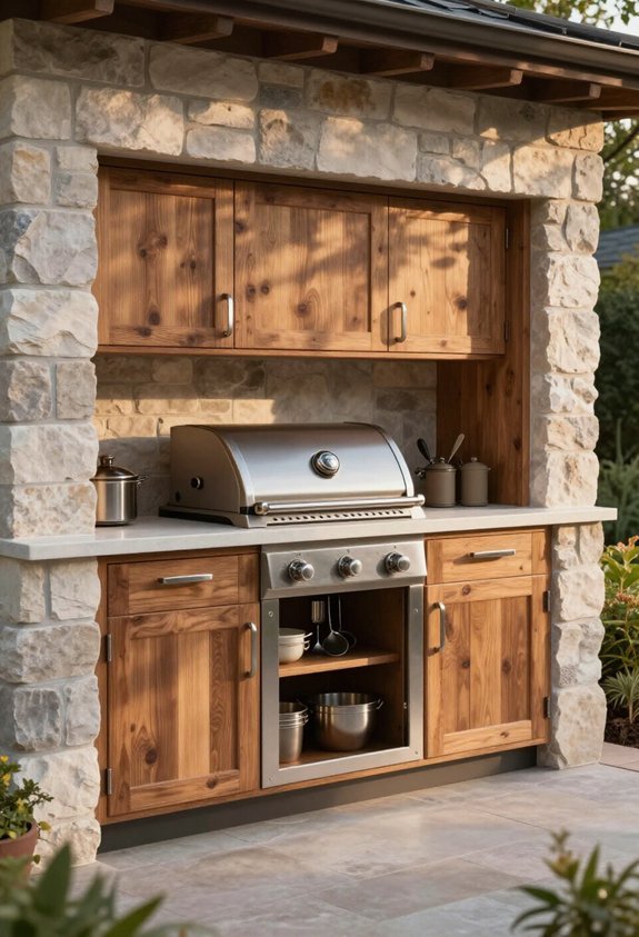organized outdoor kitchen storage