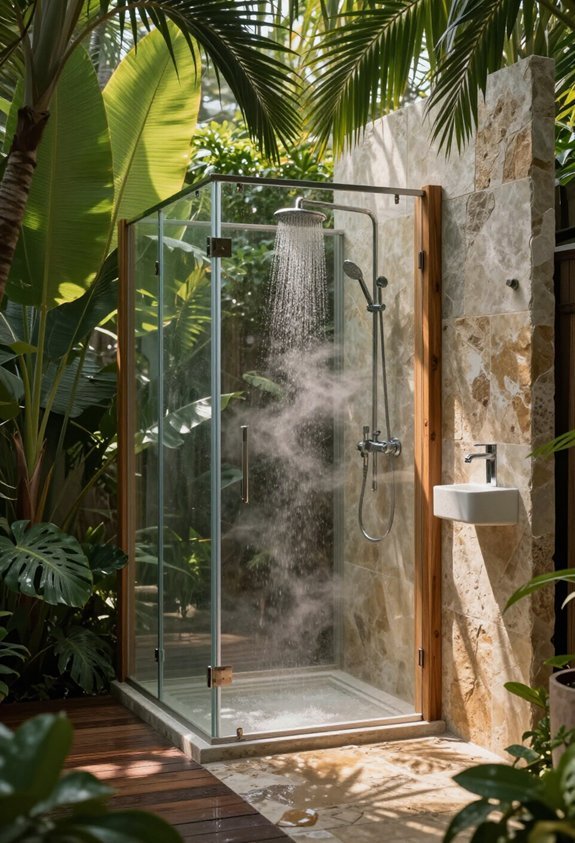 outdoor spa shower installation