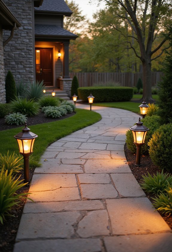 pathway lighting creates inviting nighttime ambiance