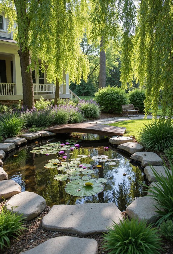 peaceful front yard pond ideas