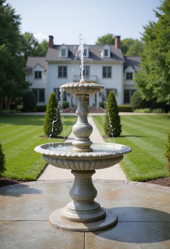 proportional front yard water feature