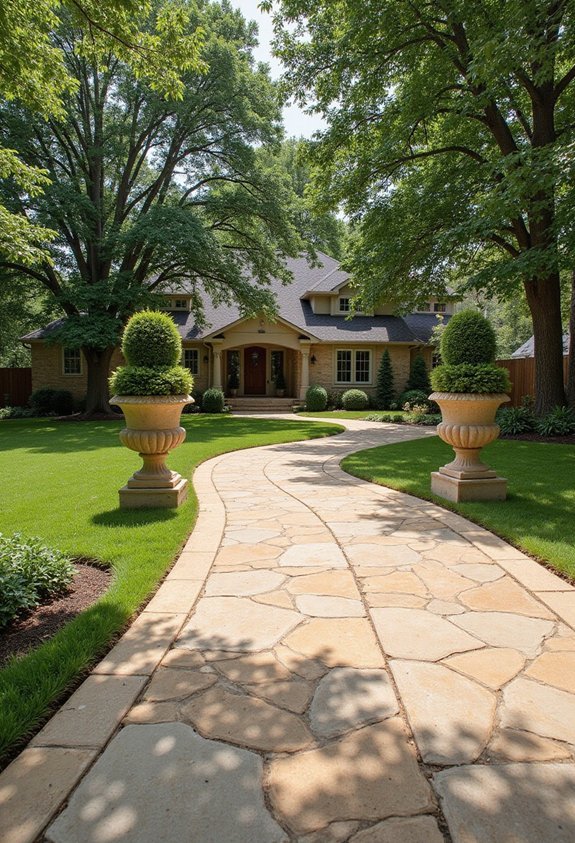 proportioned large front yard patio