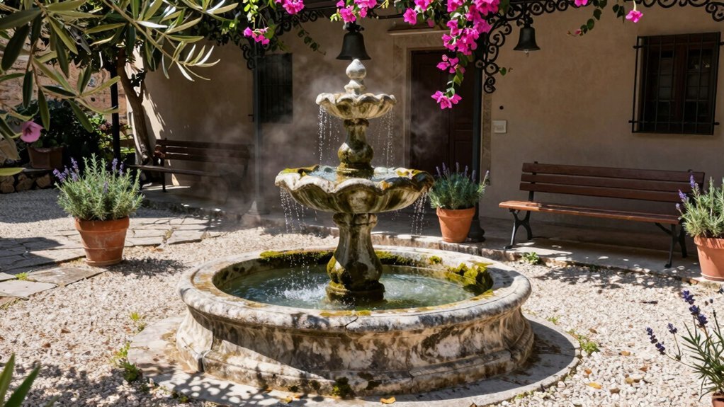 relaxing stone fountain setup