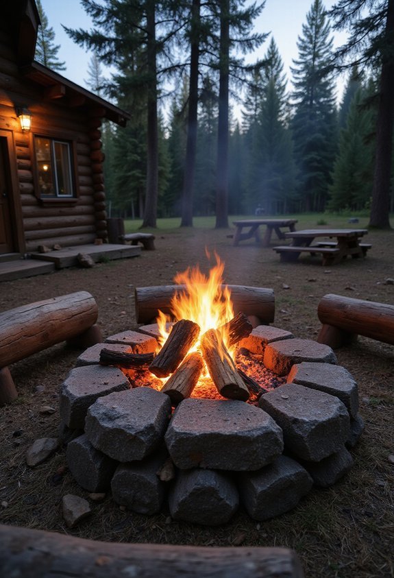 rustic cabin style fire pit design