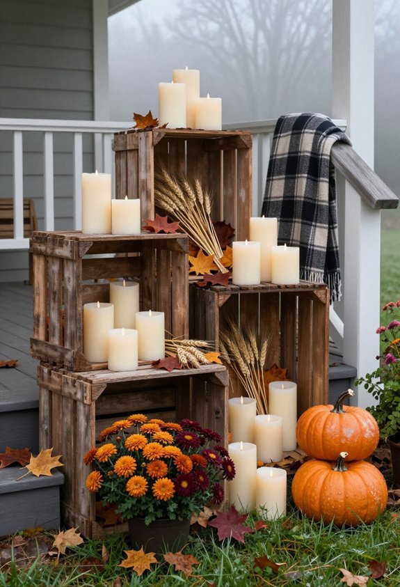 rustic candlelit autumn displays