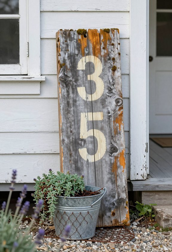 rustic house number signage