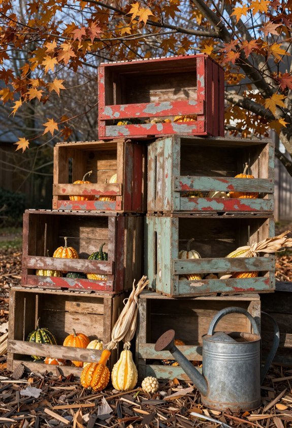 rustic vertical gourd display