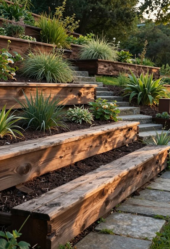 rustic wooden sleeper walls