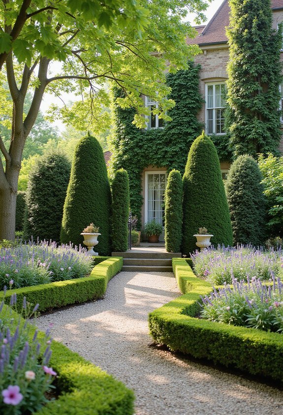 sculpted evergreens elevating formal elegance