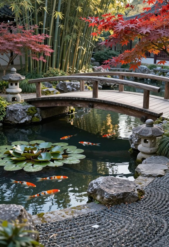 serene balanced water garden
