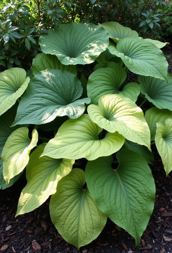 shade loving dramatic variegated architectural hostas