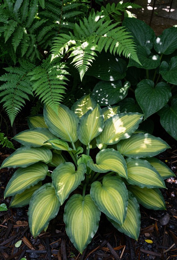 shade loving hostas and ferns