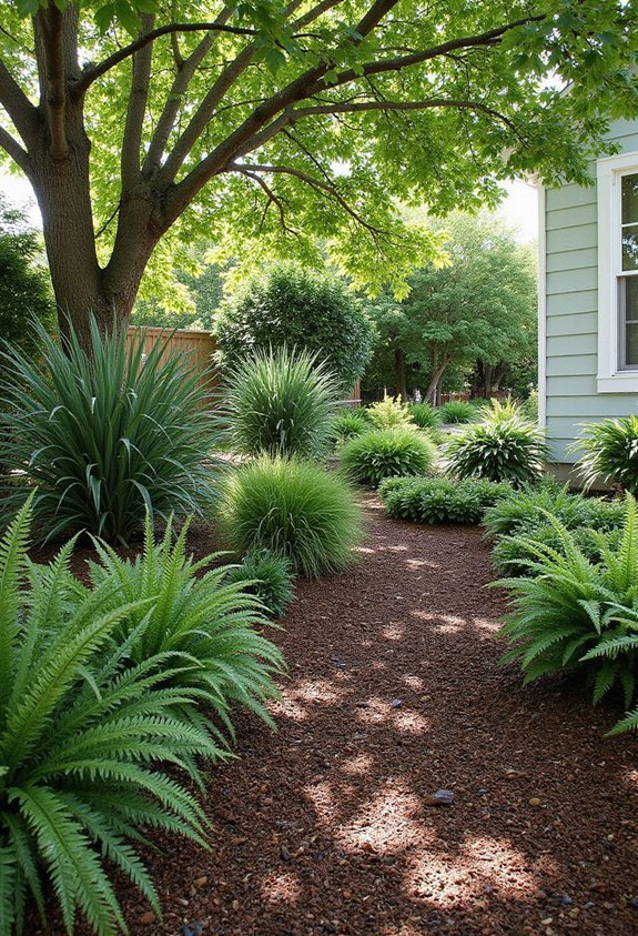 shade loving low maintenance moisture retentive mulch beds