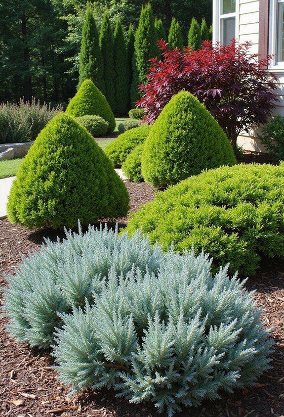 shrub based low maintenance year round landscape structure
