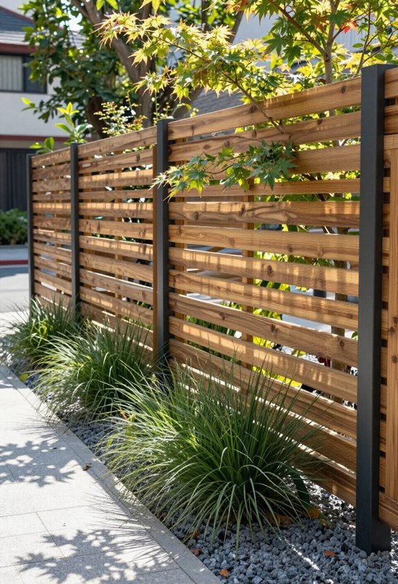 slatted wood fence privacy