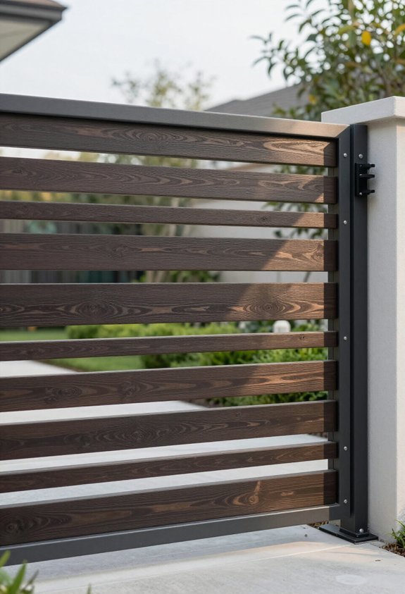 sleek horizontal slat gates
