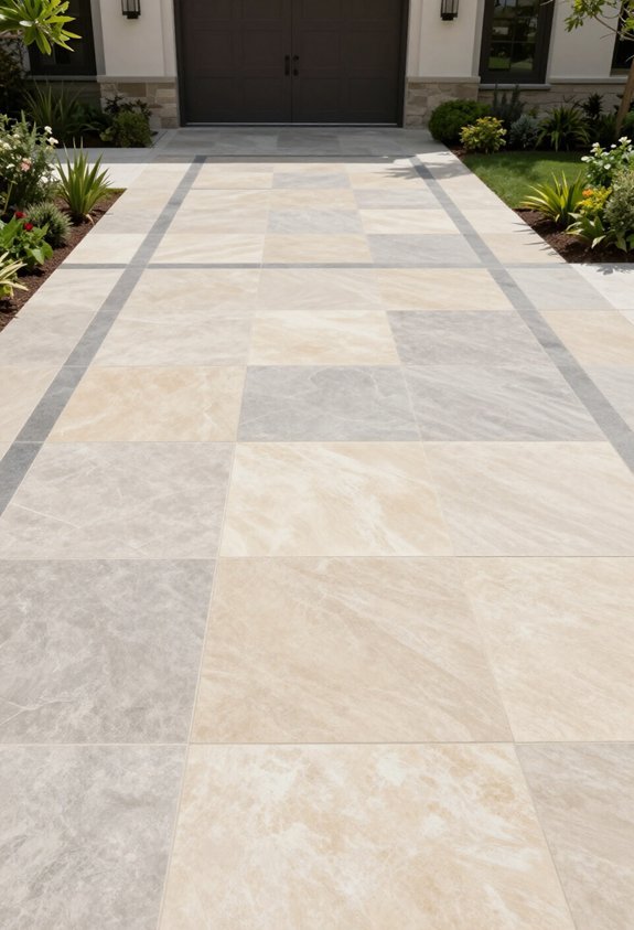 sophisticated neutral geometric tiles