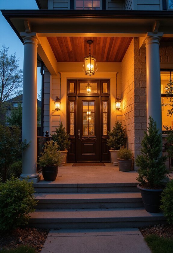 statement fixtures illuminate covered porches