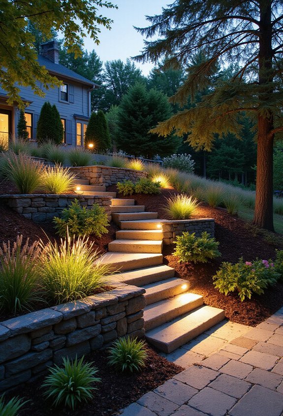 strategic sloped yard lighting