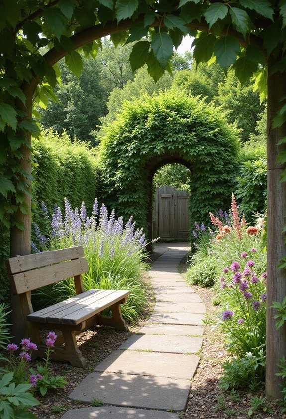 strategically placed garden benches