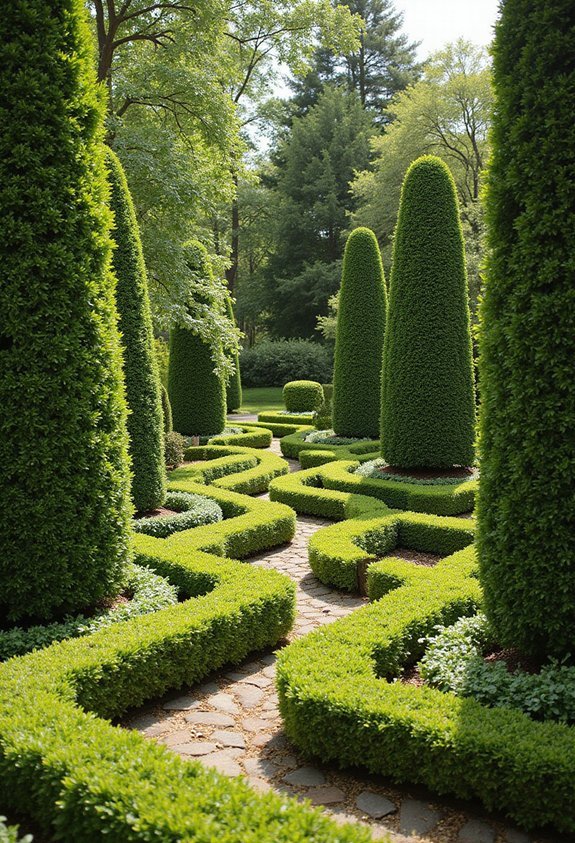 structural definition through hedgerows and boxwood