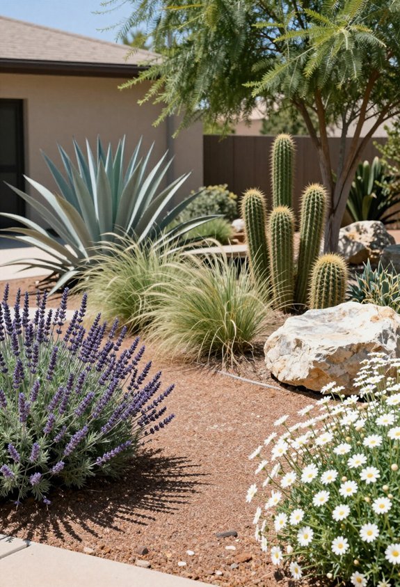sustainable xeriscape front yard