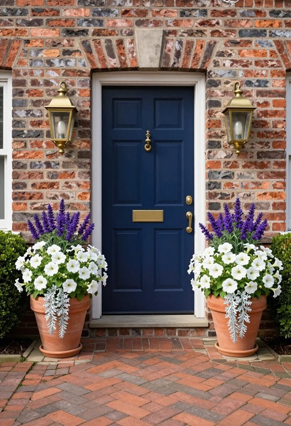 symmetrical container garden entrance