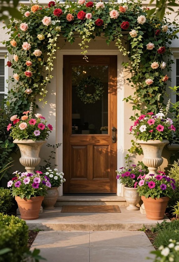 symmetrical decorative planter placement
