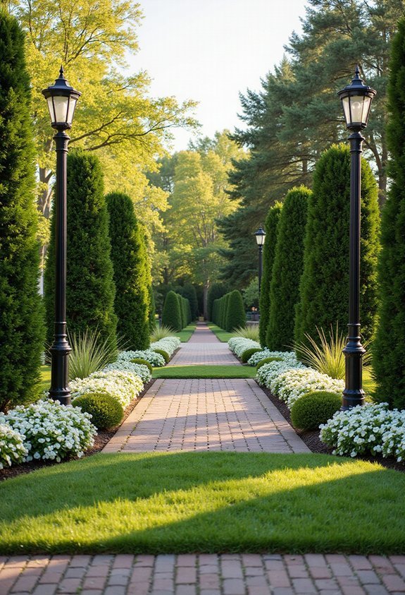 symmetrical formal balanced plantings create visual harmony