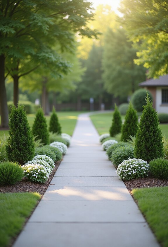 symmetrical front yard landscape design