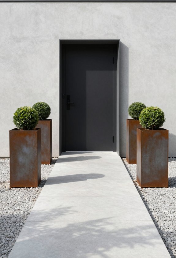 symmetrical geometric planter arrangement